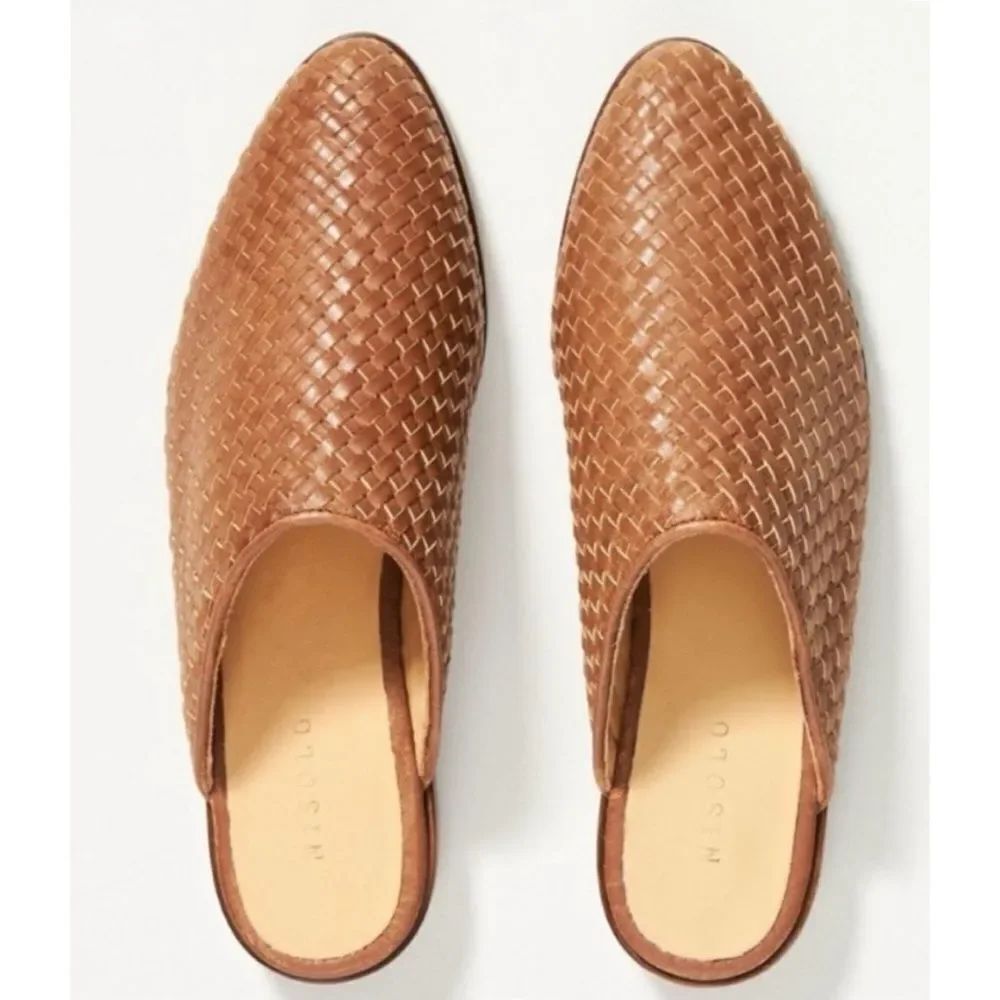 Nisolo Ama Woven Leather Mules in Honey Size 6